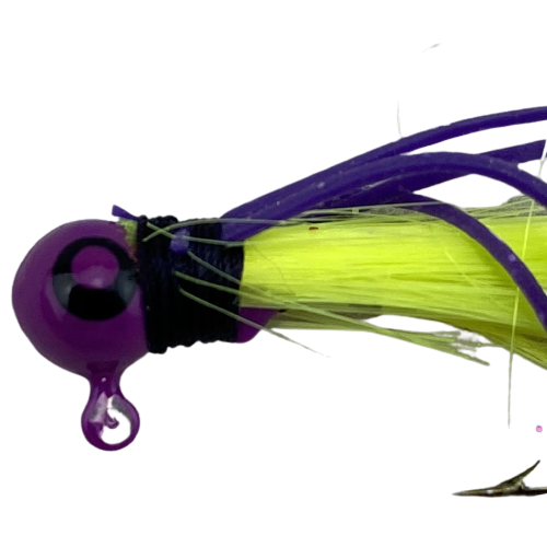 Paps Hair Jig 5 Pack Purple Head Yellow Tail