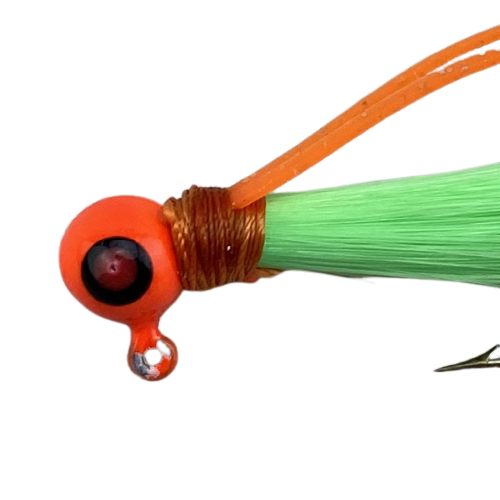 Paps Hair Jig 5 Pack Orange Head Green Tail 1/16 Ounce