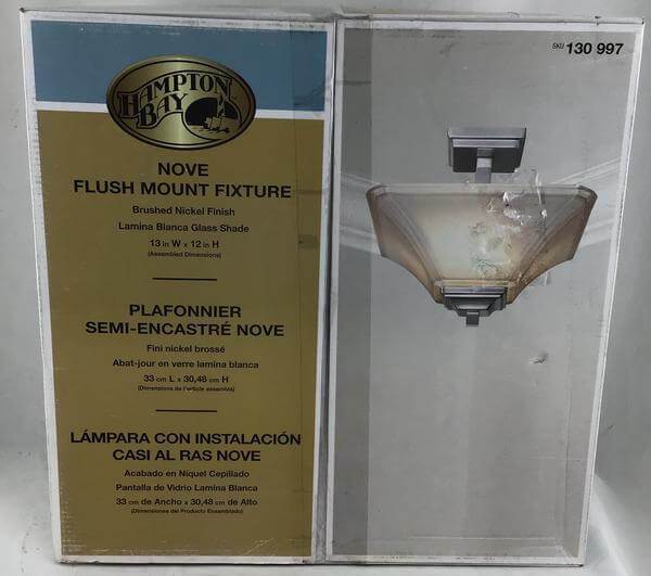 Nove 13 in. 2-Light Brushed Nickel Square Semi-Flush Mount with White Glass Shade Damaged Box-Lighting-Tool Mart Inc.