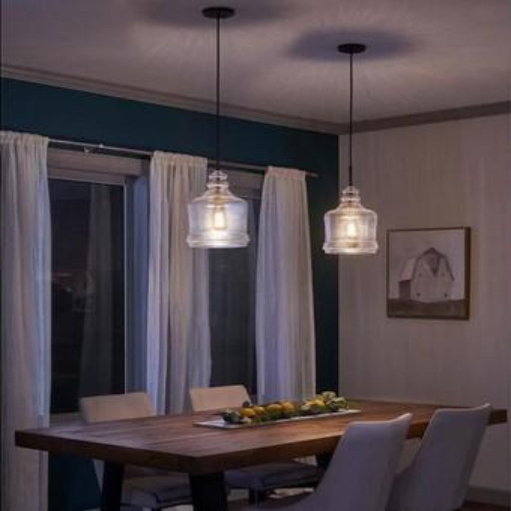 Kichler Oil Rubbed Bronze Glass Jar Pendant Light