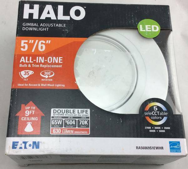 RA 5 and 6 in. White Integrated LED Recessed Light Adjustable Gimbal Retrofit Trim with Selectable CCT (2700K-5000K) Damaged Box-recessed fixtures-Tool Mart Inc.