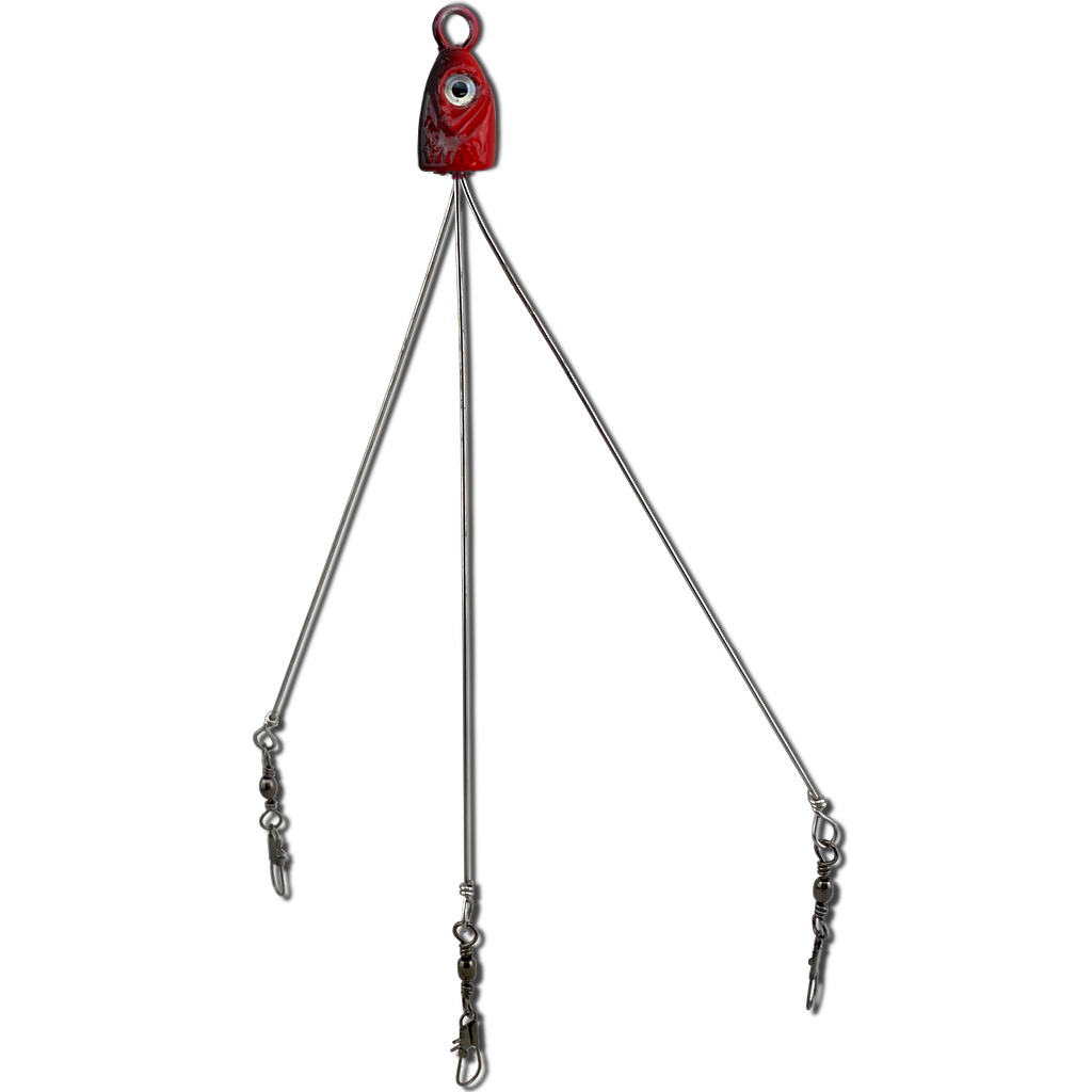 Paps Umbrella Fishing Rig 2 Pack 3 Hook Red