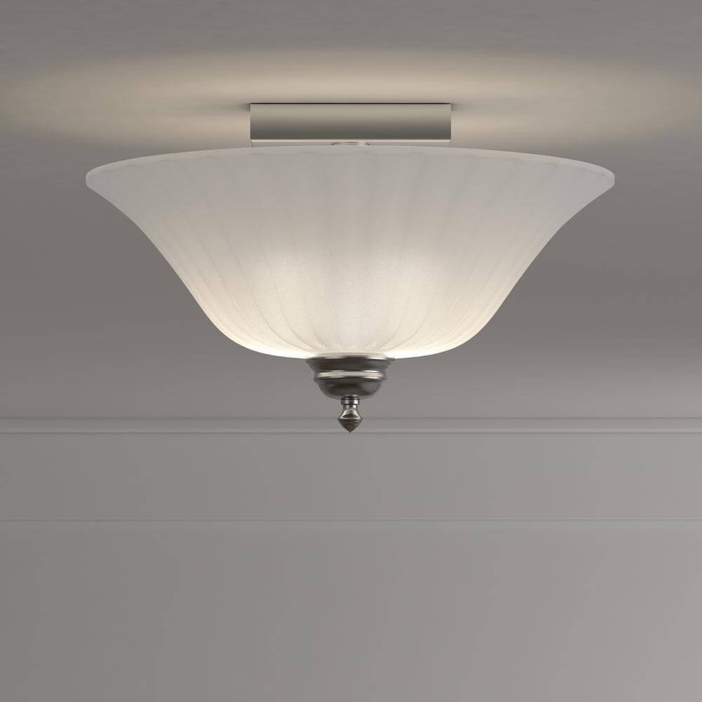 Renovations 3-Light Antique Nickel Semi-Flush Mount with Etched Glass Damaged Box-Lighting-Tool Mart Inc.