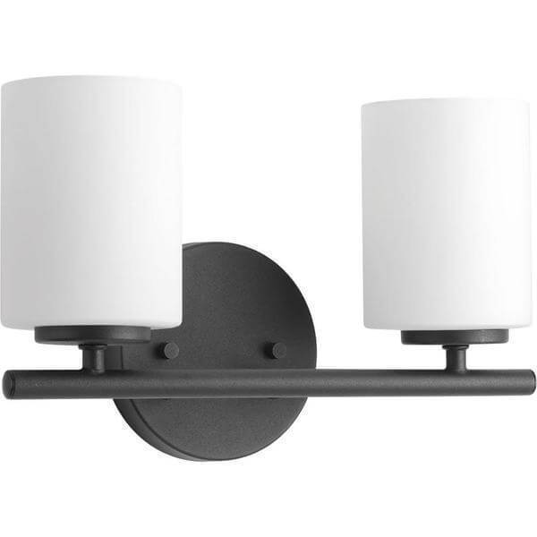Replay 13 in. 2-Light Black Bathroom Vanity Light with Glass Shades Damaged Box-vanity lights-Tool Mart Inc.