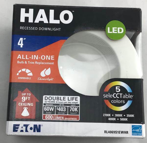 RL 4 in. White Integrated LED Recessed Ceiling Light Retrofit Trim with Selectable CCT (2700K-5000K) Damaged Box-recessed fixtures-Tool Mart Inc.