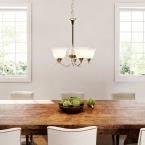 Santa Rita brushed nickel chandelier with glass shades damaged box-Lighting-Tool Mart Inc.