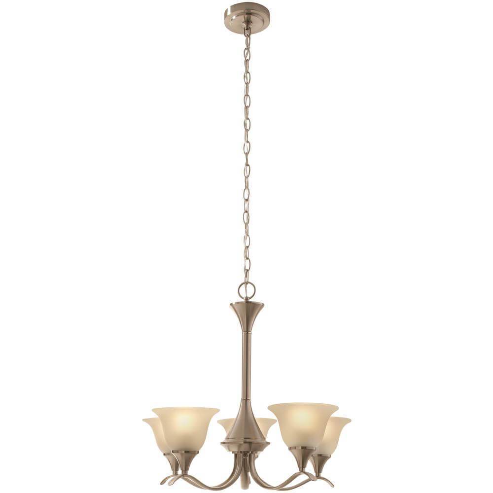 Santa Rita brushed nickel chandelier with glass shades damaged box-Lighting-Tool Mart Inc.