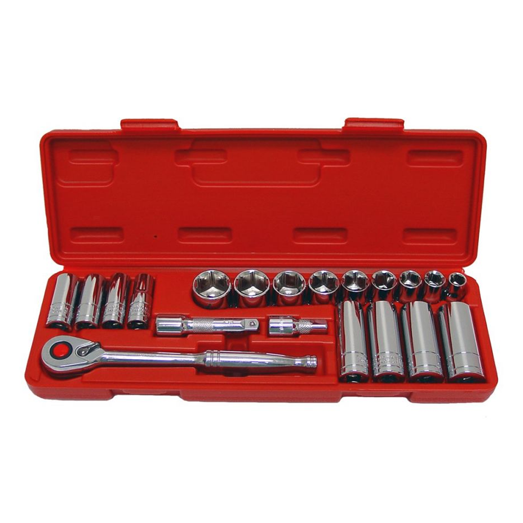 21 Piece 3/8 Inch Pro Socket Set SAE