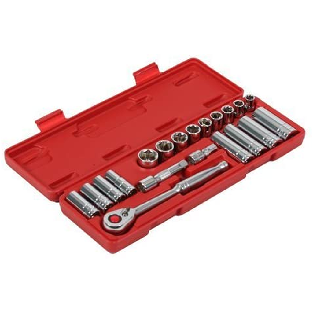 21 Piece 3/8 Inch Pro Socket Set SAE