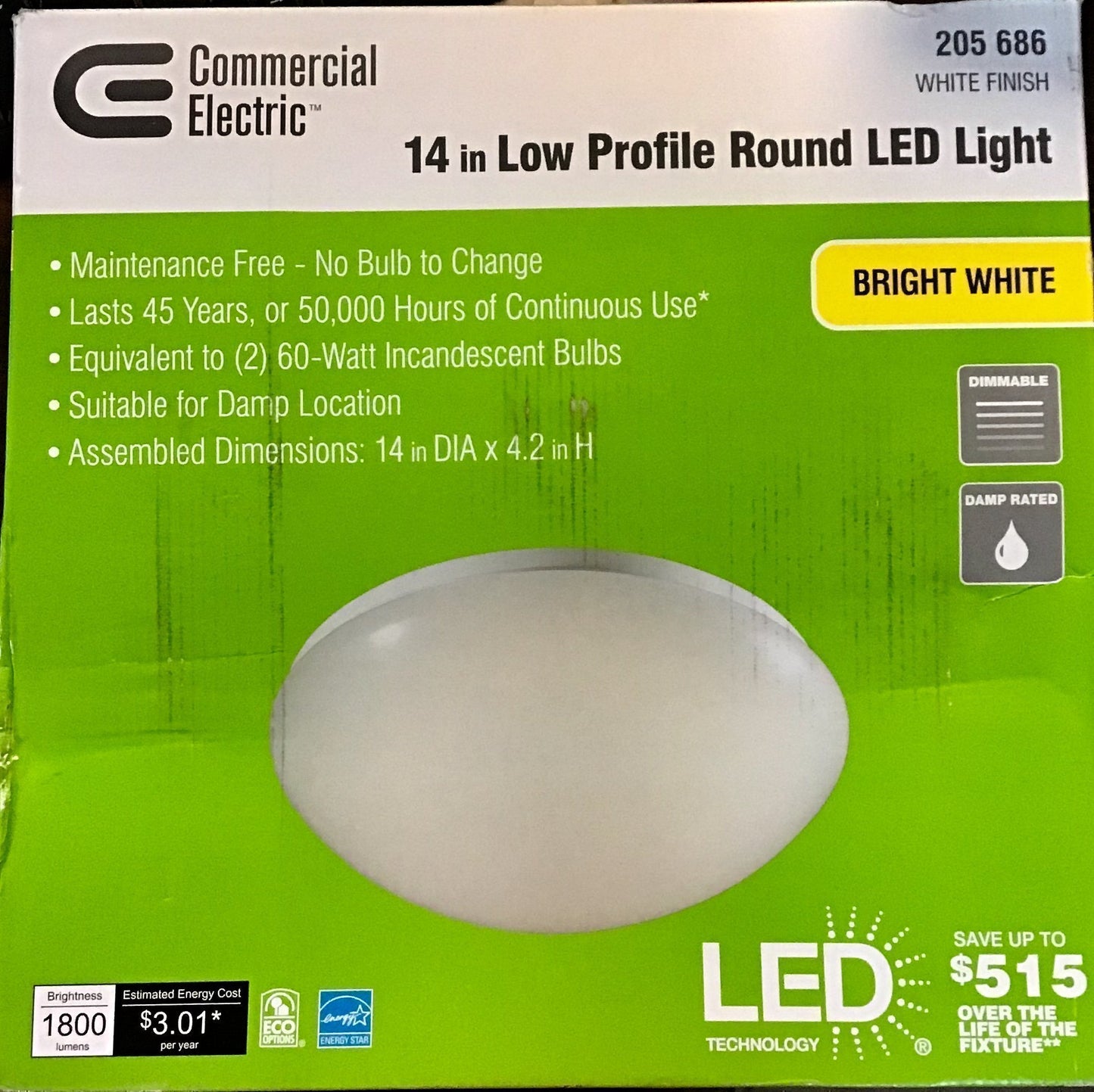 White integrated LED round puff flush mount damaged box-Lighting-Tool Mart Inc.