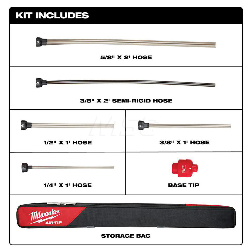 49-90-2037 Milwaukee AIR-TIP 1-1/4 in. - 2-1/2 in. Wet/Dry Shop Vac Long Reach Set Flexible Vacuum Hose 7 pc