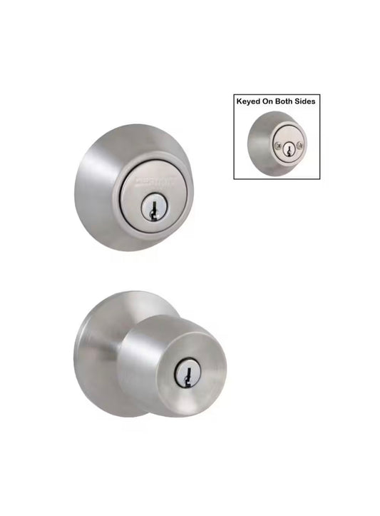 Defiant Brandywine Stainless Steel Combo Pack with Double Cylinder Deadbolt Damaged Box