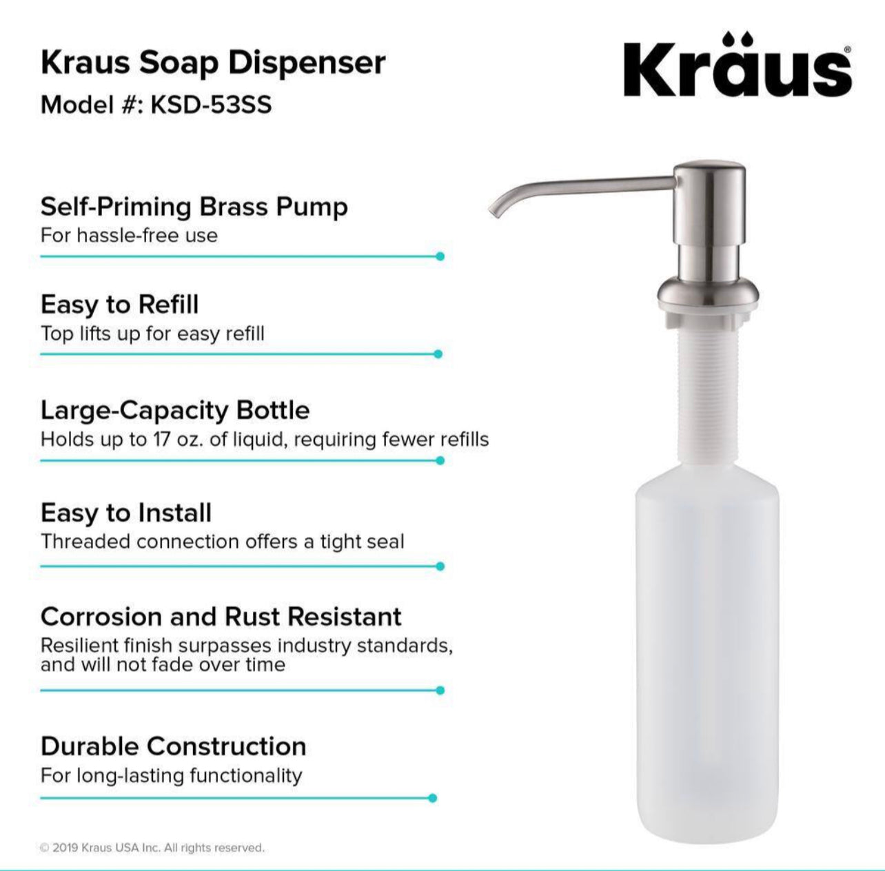 Kraus Boden Kitchen Soap Dispenser in Stainless Steel Damaged Box
