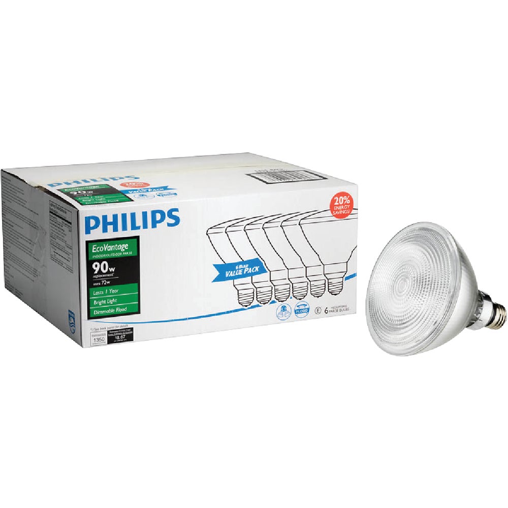Philips EcoVantage 90W Equivalent Clear Medium Base PAR38 Halogen Floodlight Light Bulb (6-Pack) Damaged Box