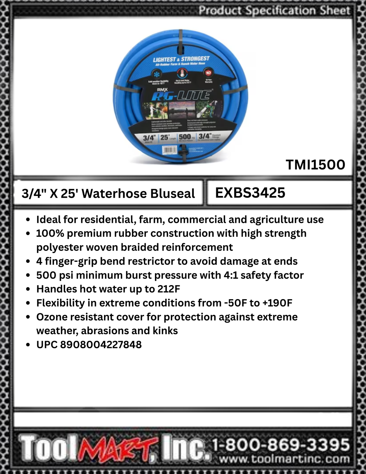 EXBS3425 3/4" x 25' Water hose Blusesal
