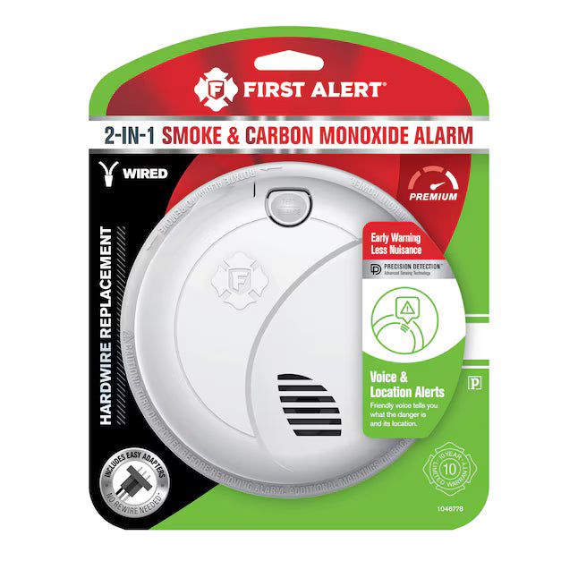 First Alert Hardwired (with Battery Backup) Photoelectric Interconnected Combination Smoke and Carbon Monoxide Detector with Voice Alert Open Box