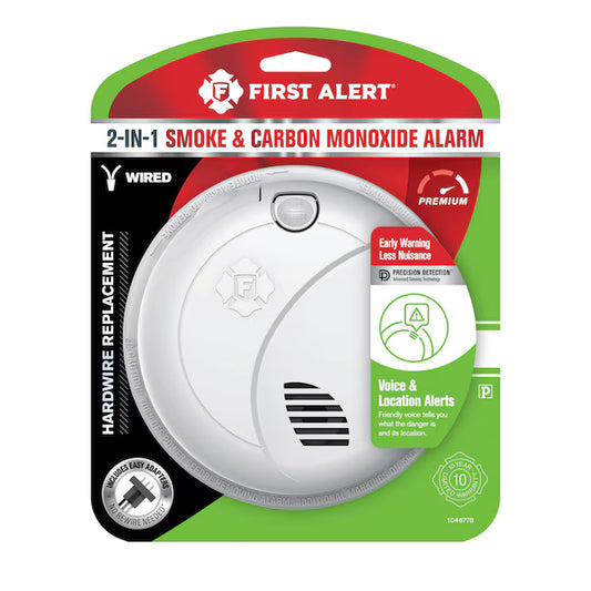 First Alert Hardwired (with Battery Backup) Photoelectric Interconnected Combination Smoke and Carbon Monoxide Detector with Voice Alert Open Box