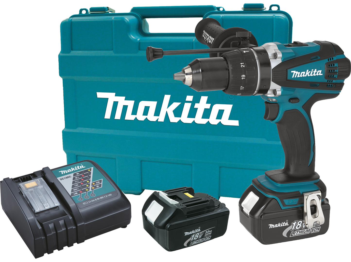 Makita 18 Volt LXT 1/2 Inch Hammer Driver Drill Kit Factory Serviced