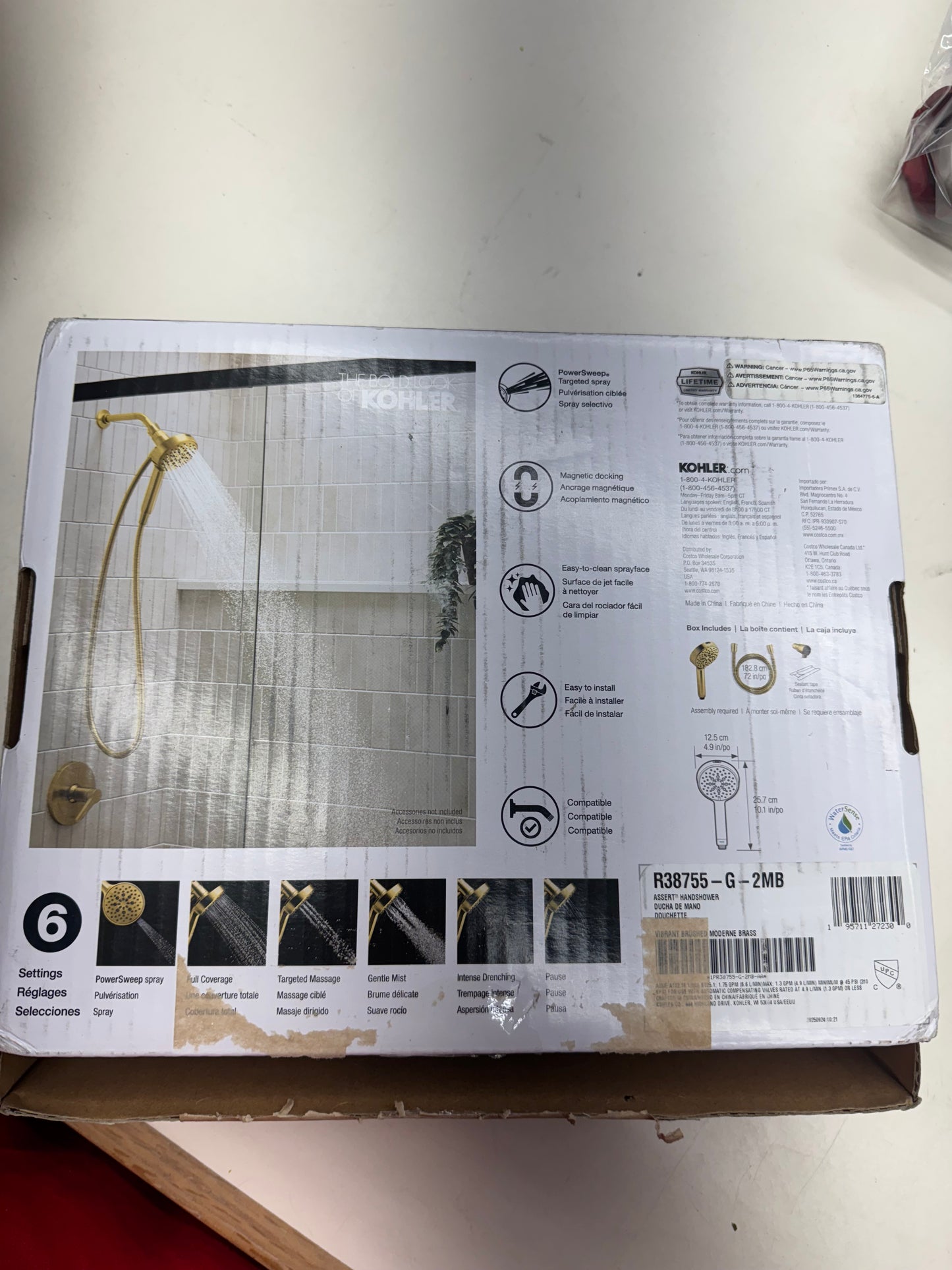 Kohler Assert Modern Brass Multifunction Shower Head Open Box
