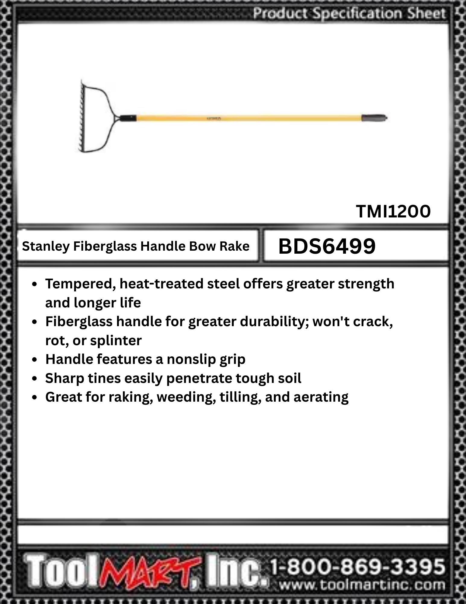 BDS6499 Stanley Fiberglass Handle Bow Rake – Tool Mart Inc.