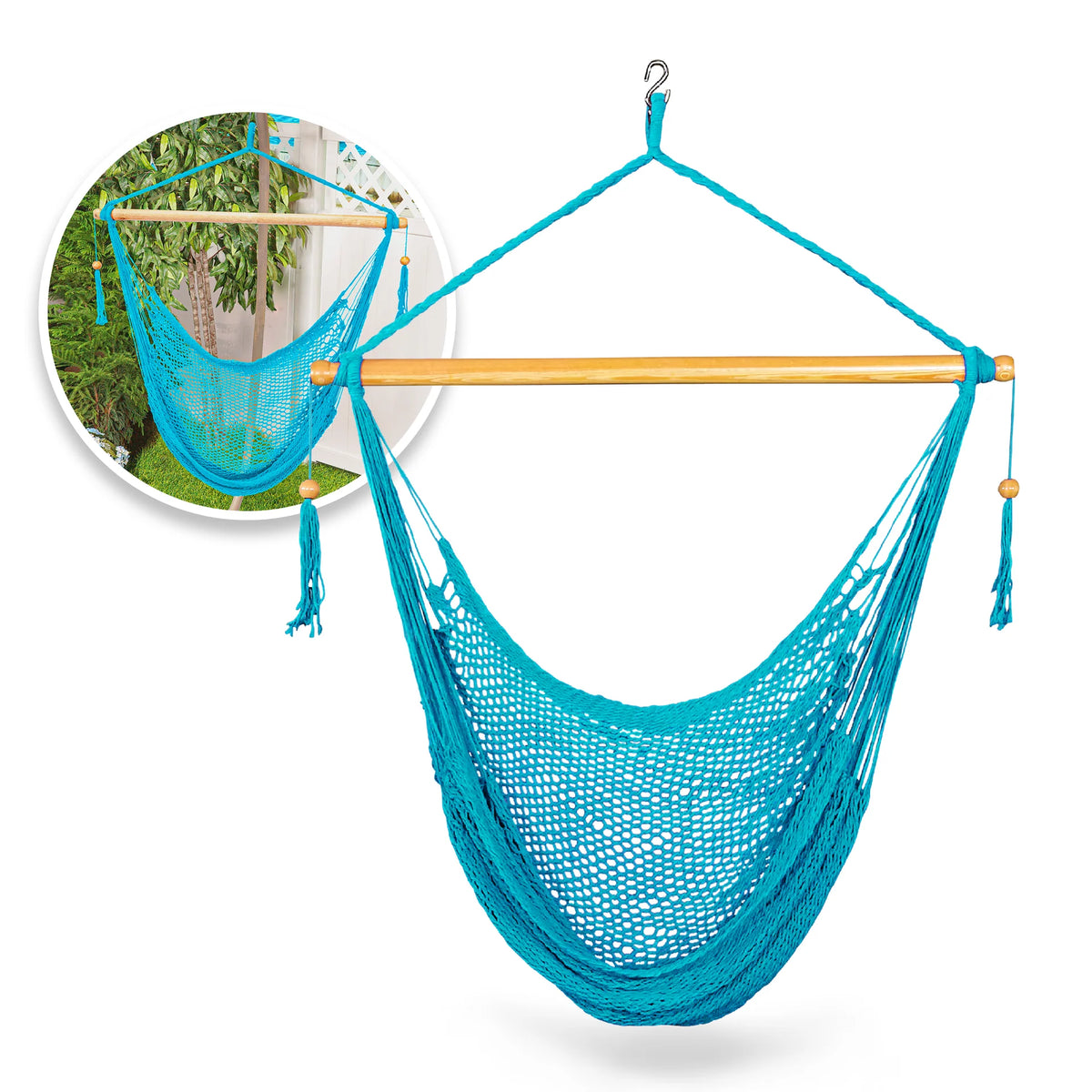 BHC412-LB Light Blue Island Rope Hammock Chair