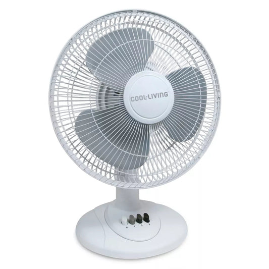 Cool Living 3 Speed Oscillating 12 Inch White Table Fan