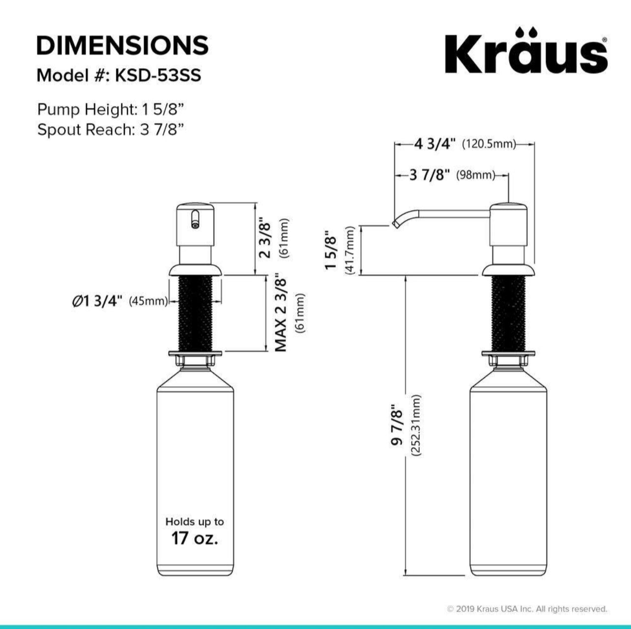 Kraus Boden Kitchen Soap Dispenser in Stainless Steel Damaged Box