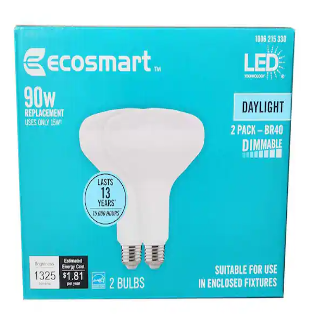 EcoSmart 90 Watt Equivalent BR40 Dimmable Energy Star LED Light Bulb D ...