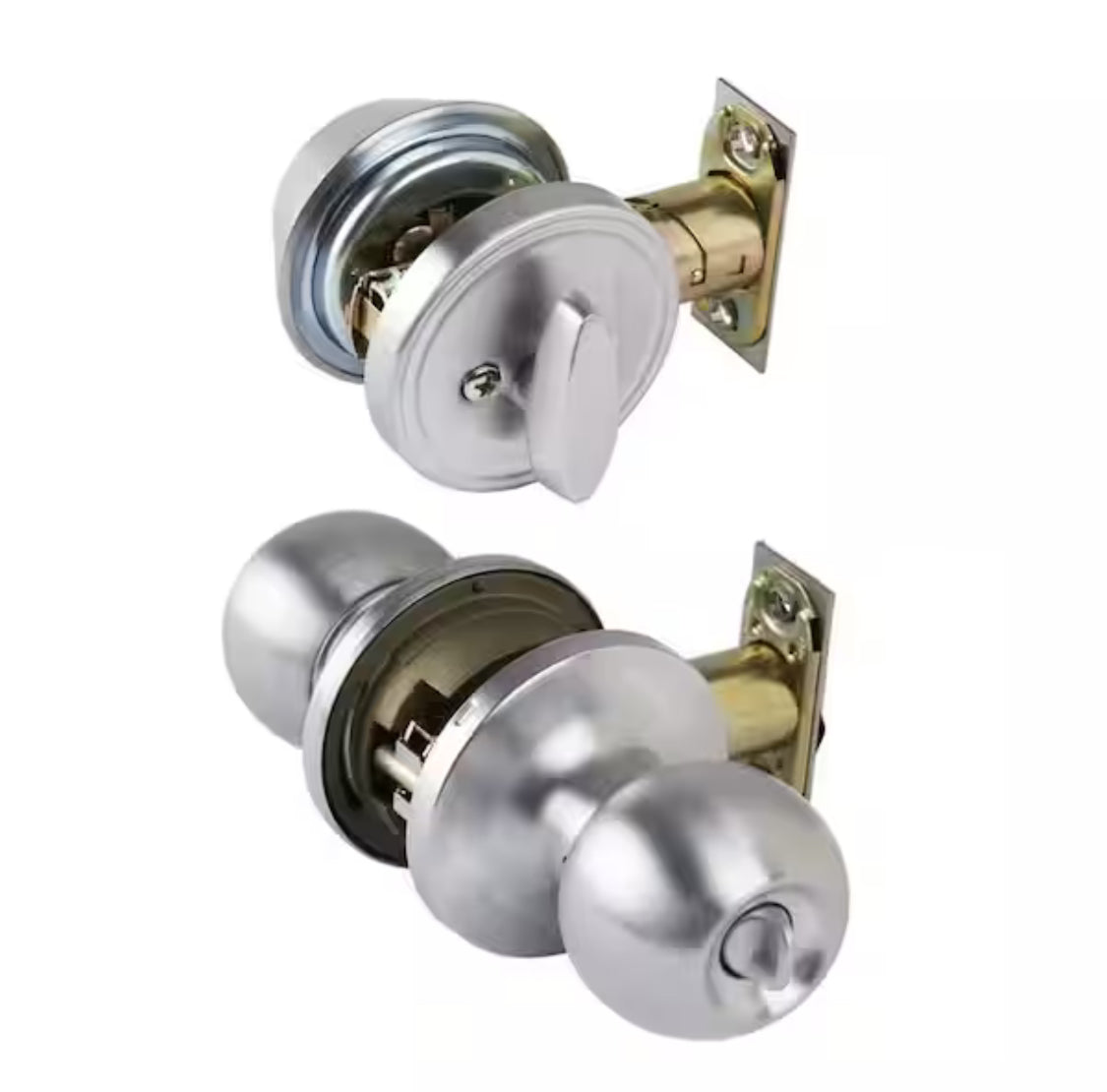 Universal Hardware Universal Hardware Light Duty Commercial ANSI Grade 2 Entry Knob and Deadbolt UL 3-Hr Fire, Keyed Alike Satin Chrome