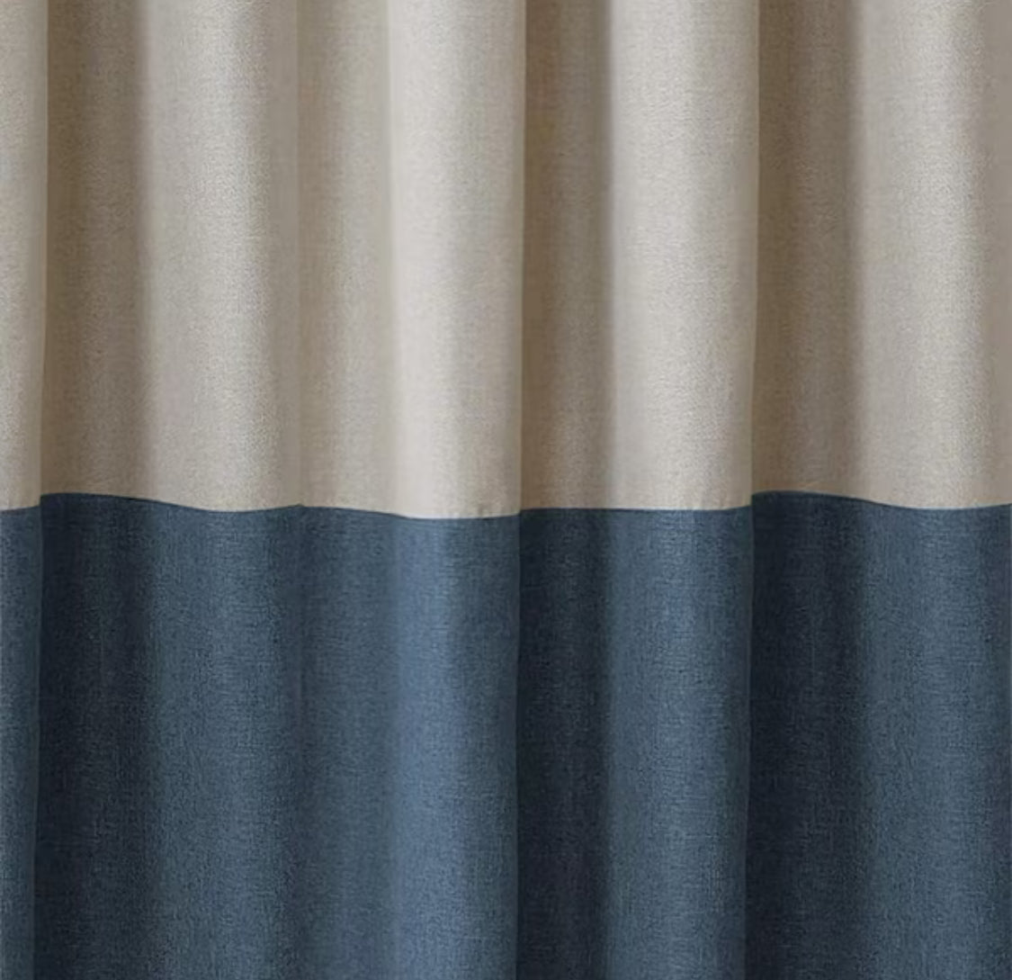 Elrene Navy Color Block Grommet Room Darkening Curtain - 52 in. W x 84 in. L
