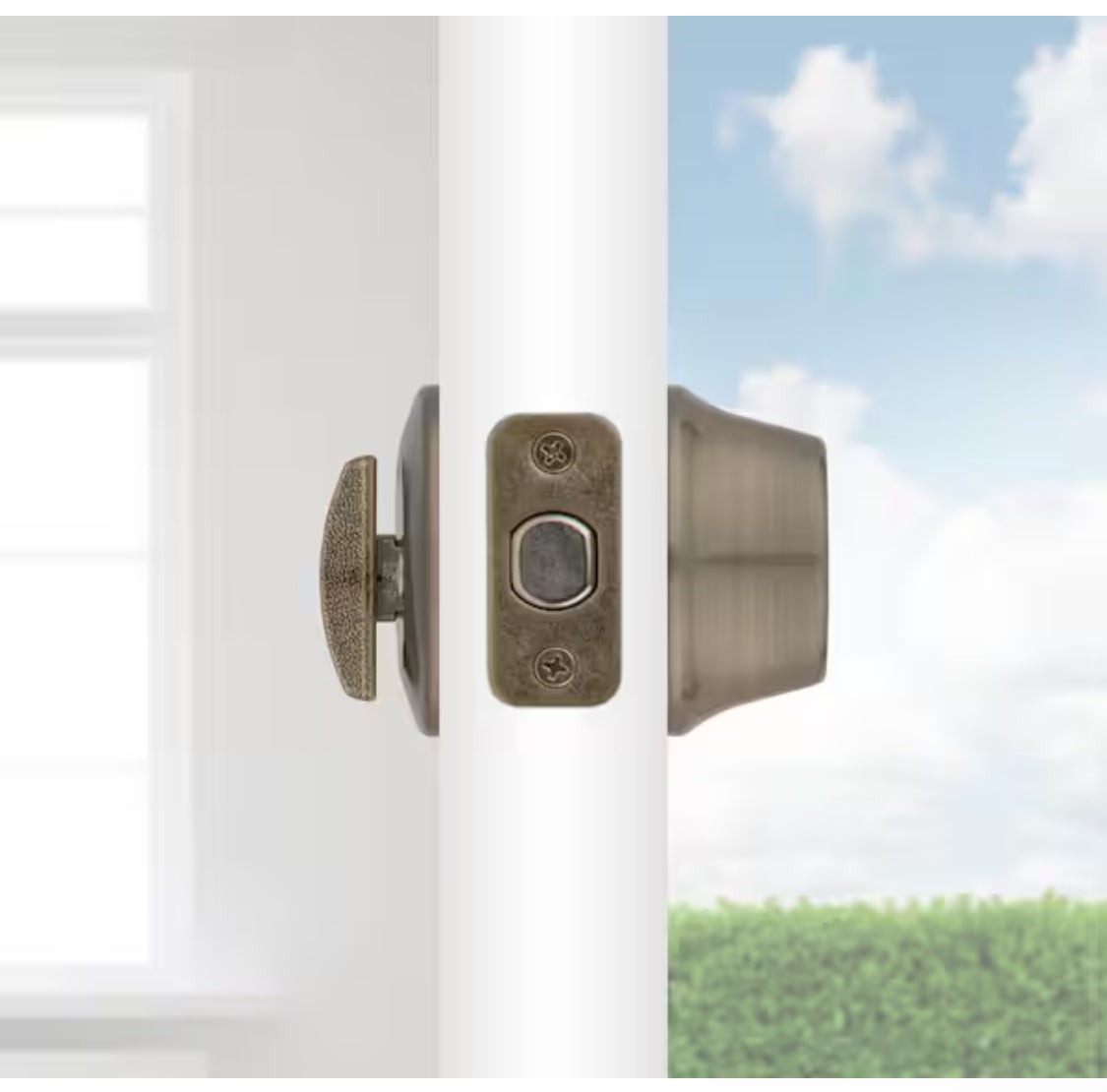 Kwikset Antique Brass Single Cylinder Deadbolt featuring SmartKey Security with Microban Antimicrobial Technology