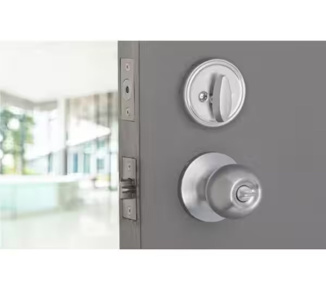 Universal Hardware Universal Hardware Light Duty Commercial ANSI Grade 2 Entry Knob and Deadbolt UL 3-Hr Fire, Keyed Alike Satin Chrome