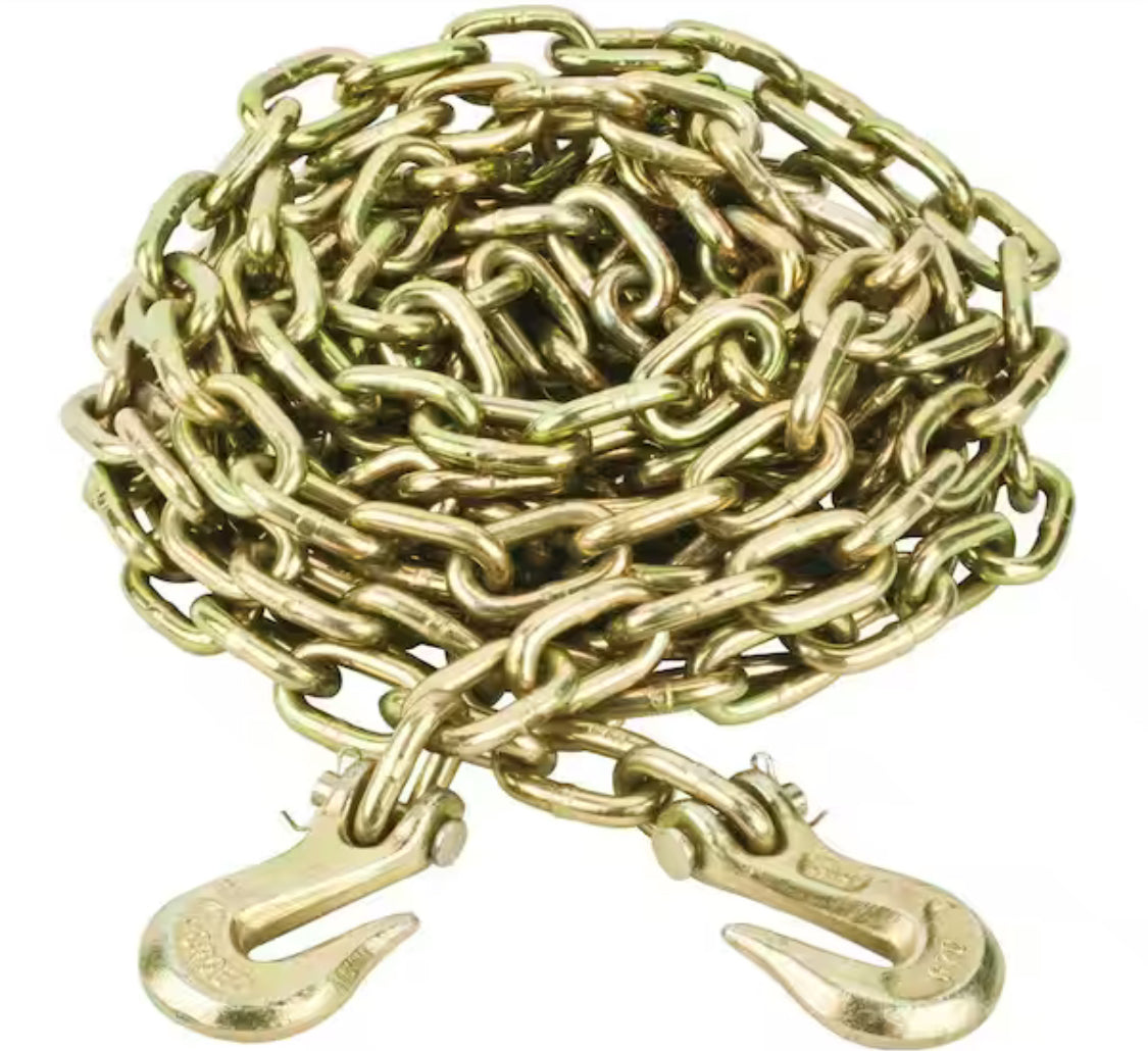 Everbilt 5/16 in. x 20 ft. Grade 70 Yellow Zinc Plated Steel Tow Chain with Grab Hooks