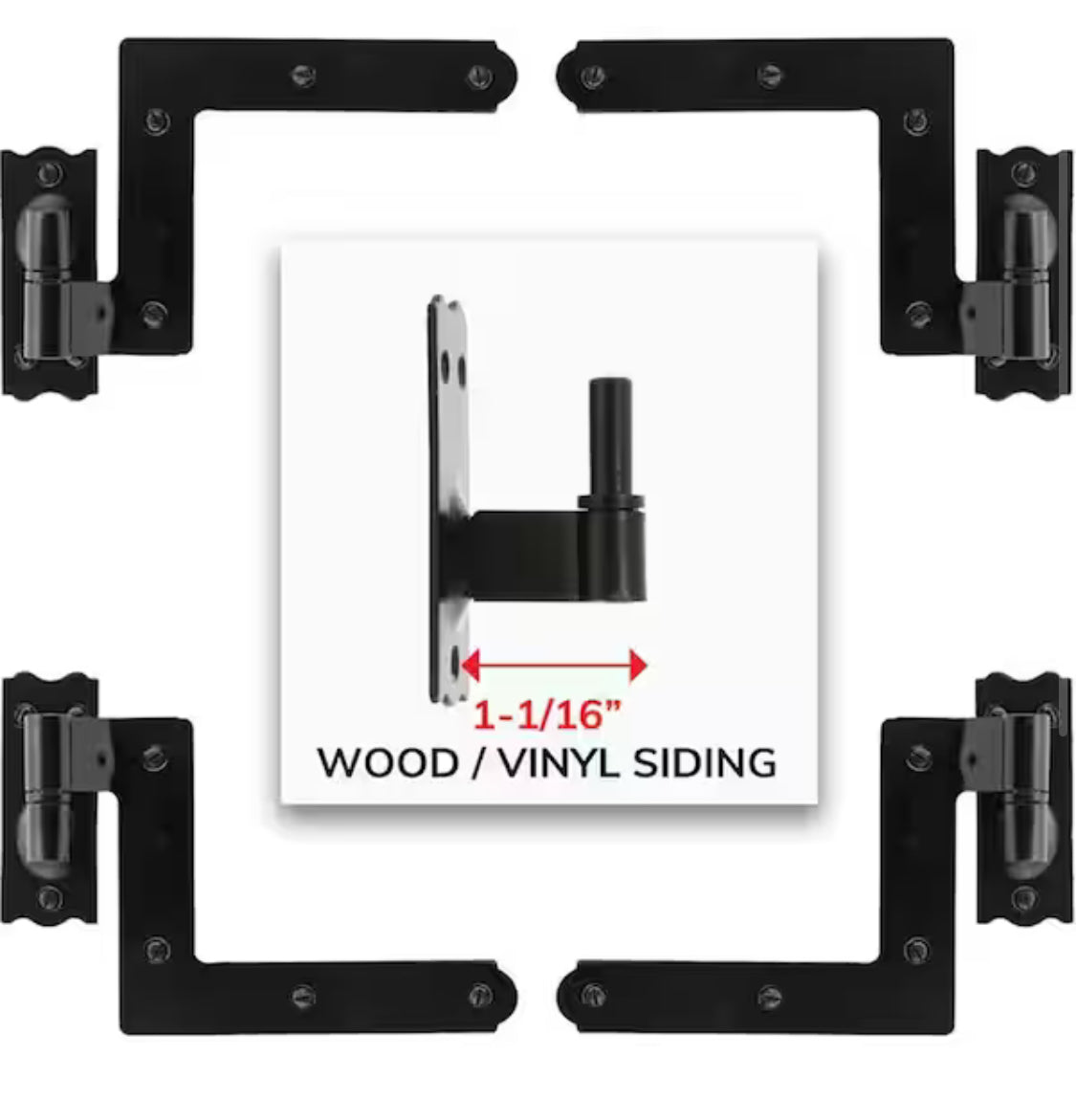 4.25 in. Black Exterior Shutter Hinge for Stone Siding (Set of 4)