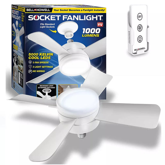 Bell And Howell White Socket Ceiling Fan with Light Damaged Box