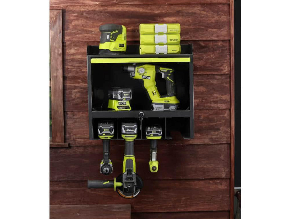 RYOBI Steel 2-Shelf Wall Mounted Garage Cabinet in Black (17 in W x 11 in H x 19 in D)