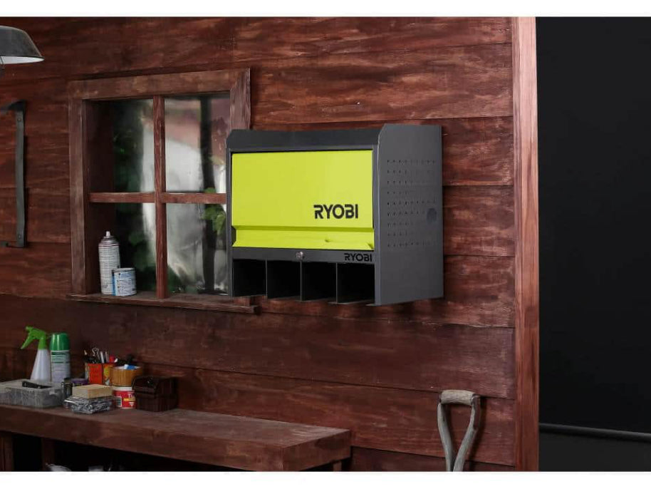 RYOBI Steel 2-Shelf Wall Mounted Garage Cabinet in Black (17 in W x 11 in H x 19 in D)