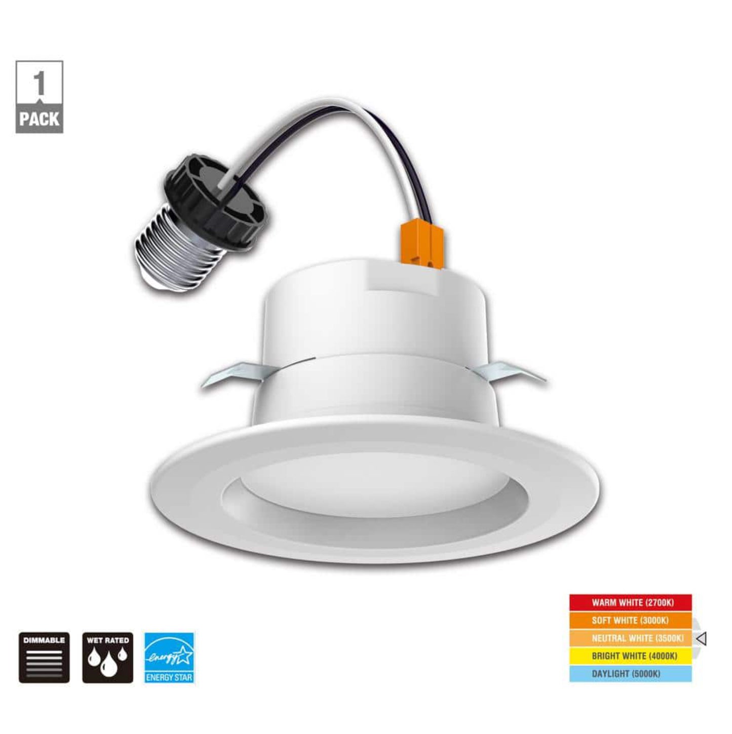 Commercial Electric 4 in. New Construction or Remodel White Dimmable LED Recessed Trim with Adjustable Color Changing Technology Damaged Box