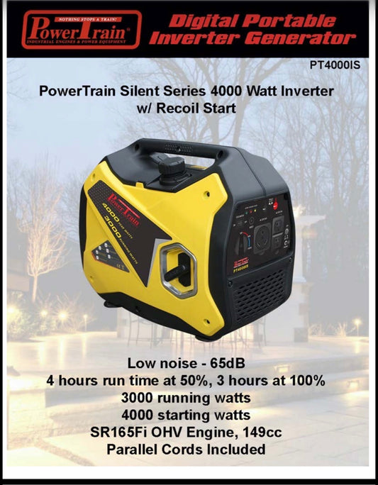 PT4000IS Powertrain Silent Series 4000 Watt Inverter w/Recoil Start