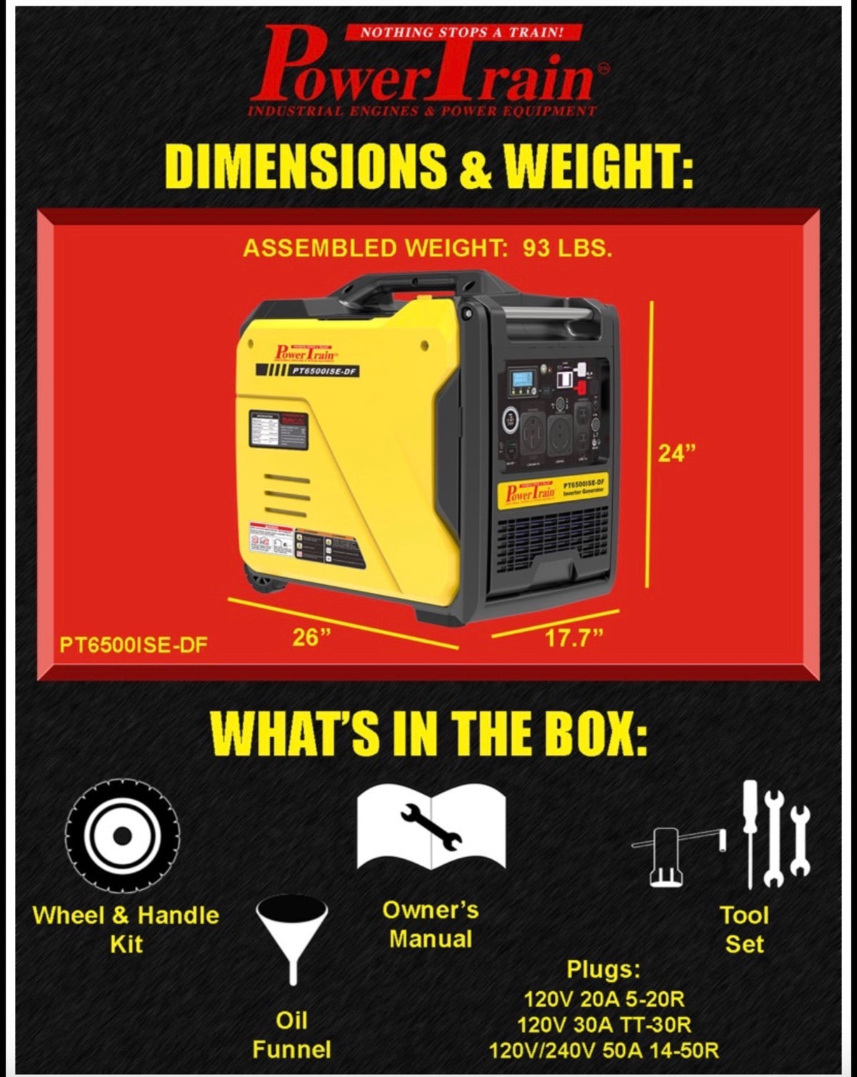 PT6500ISE-DF Powertrain Silent Series 6500 Watt Dual Fuel Inverter Generator