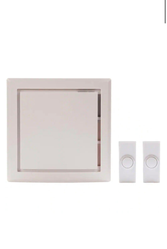 Hampton Bay Wireless Plug-In Doorbell Kit with 2 Wireless Push Buttons, White Damaged Box