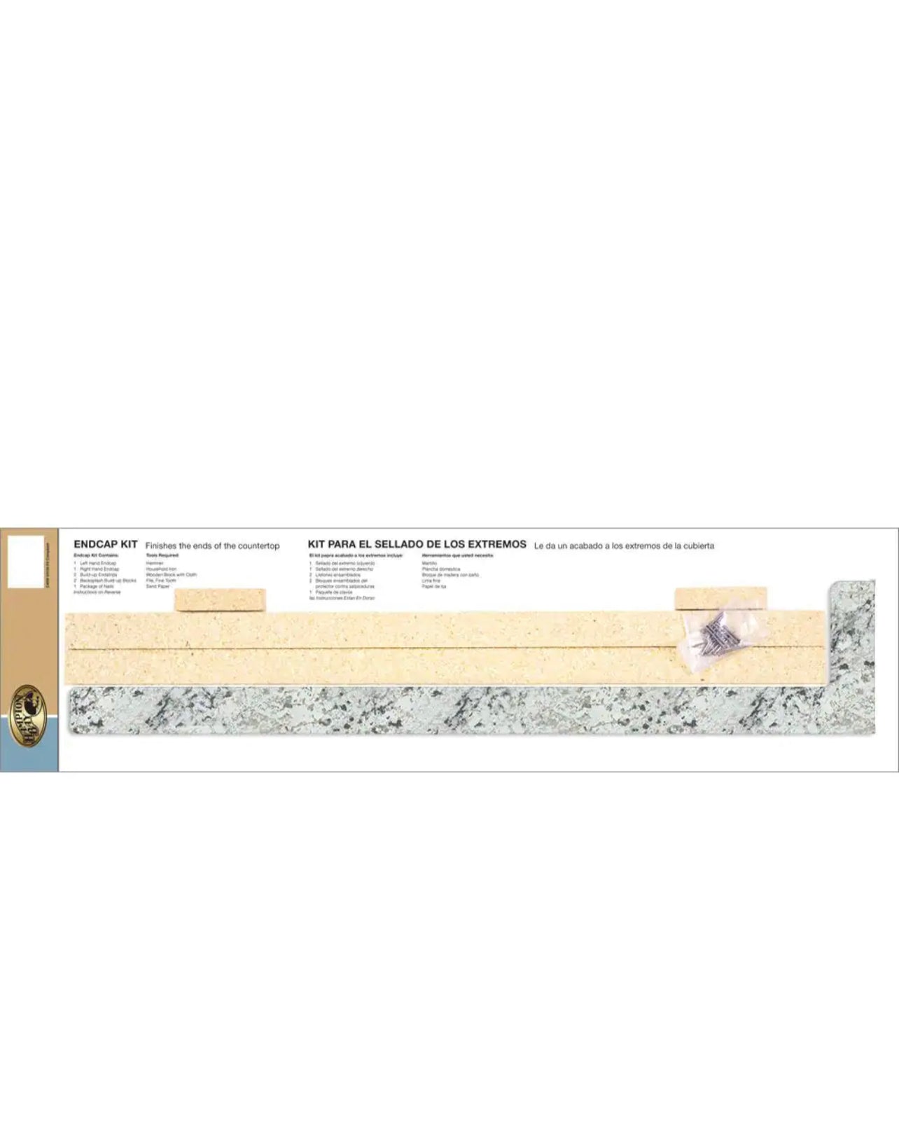 Hampton Bay Laminate Endcap Kit for Countertop with Integrated Backsplash in White Ice Granite Etchings Damaged Box