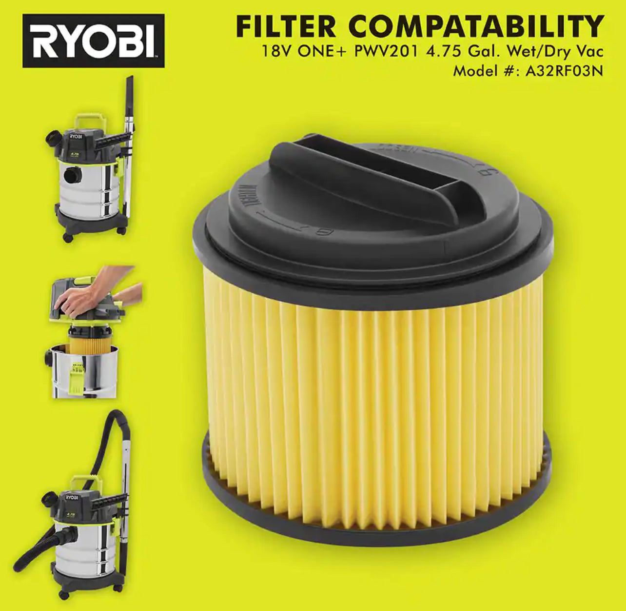 Ryobi One Plus 4.75 Gallon 18V Dry/Wet Vacuum Damaged Box