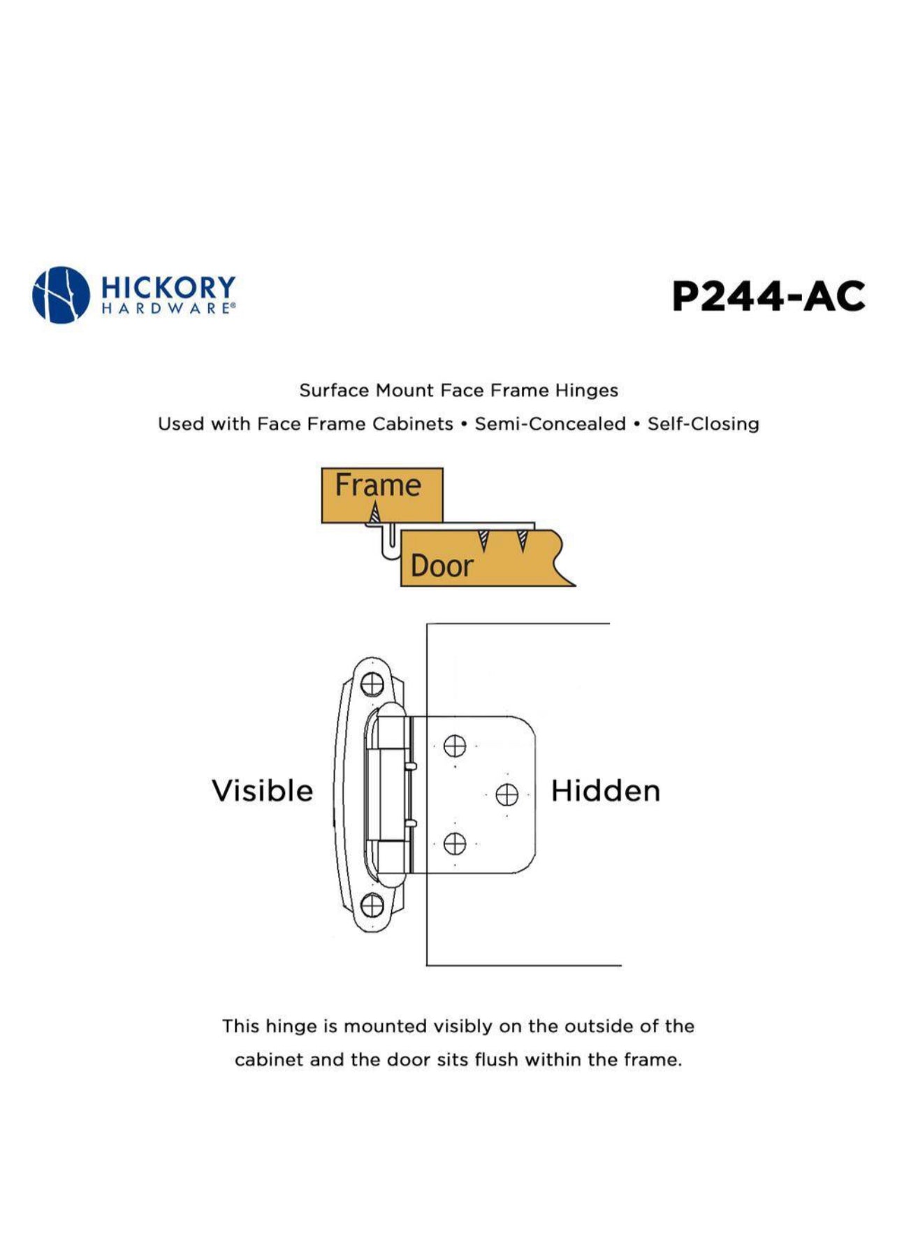 Hickory Hardware 1-14/15 in. x 2-5/8 in. Antique Copper Surface Self-Closing Hinge (2-Pack)