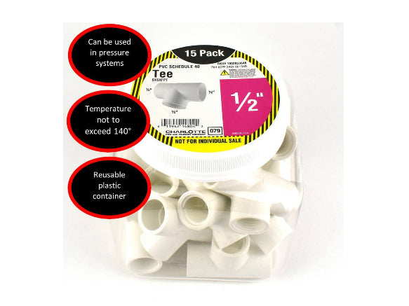 Charlotte Pipe 1/2 in. PVC Tee S x S x FPT Pro Pack (15-Pack) DAMAGD BOX