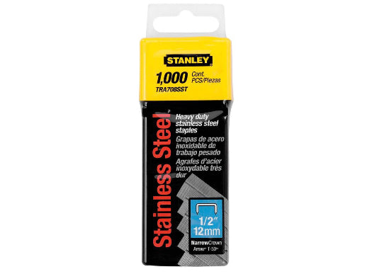 Stanley 1/2 in. Heavy Duty Stainless Steel Narrow Crown Staples (1,000 per Box)