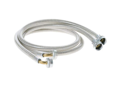 GE 4 ft. Universal Stainless Steel Washer Hoses with 90 degree Elbow (2-Pack)