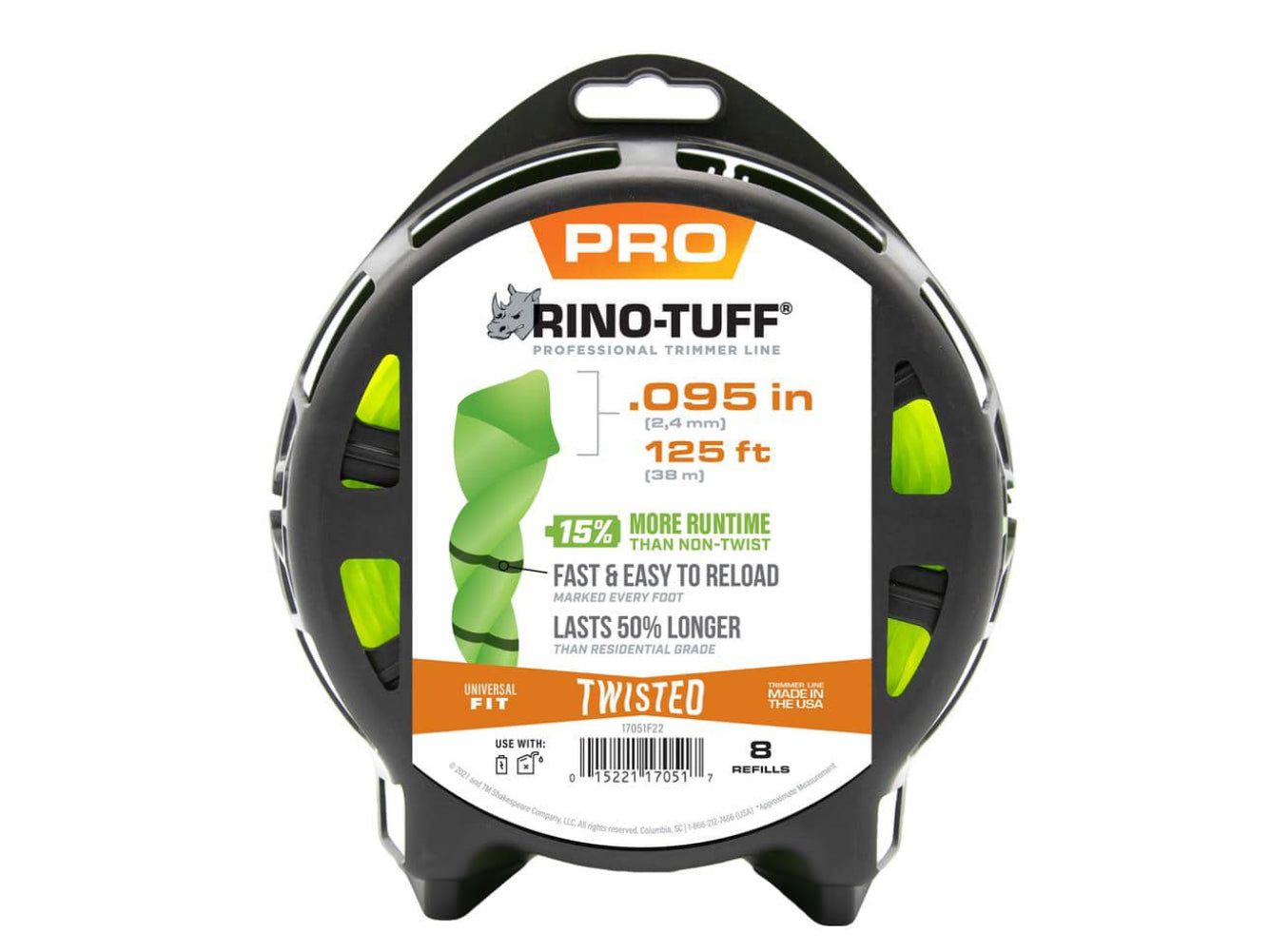 Rino-Tuff Universal Fit .095 in. x 125 ft. Pro Twisted Line for Gas and Select Cordless String Grass Trimmer/Lawn Edger