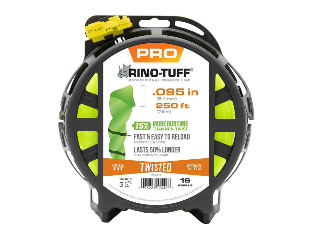 Rino-Tuff Universal Fit .095 in. x 250 ft. Pro Twisted Line for Gas and Select Cordless String Grass Trimmer/Lawn Edger