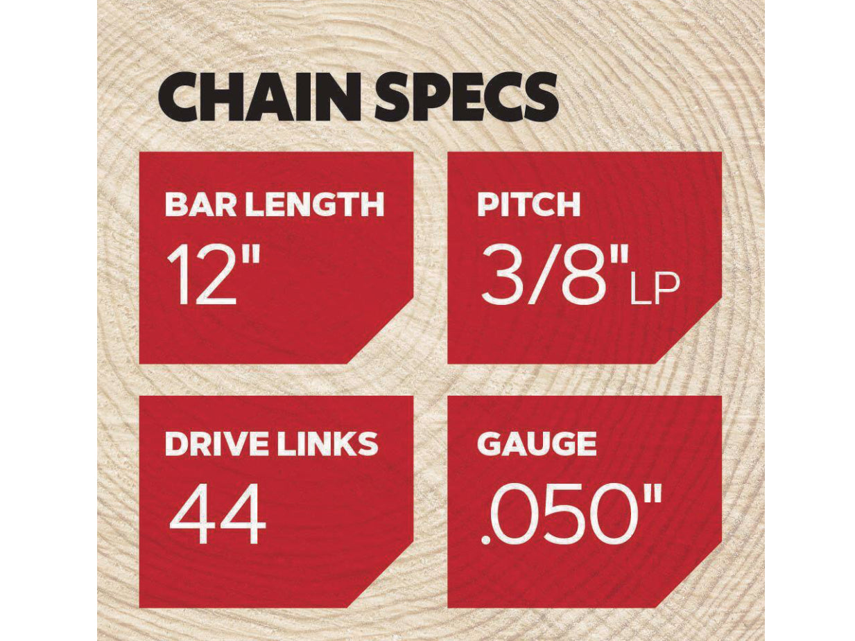 Oregon S44 AdvanceCut Saw Chain for 12 in. Bar - 44 Drive Links - Fits Echo, Stihl, McCulloch, Remington, Poulan and More